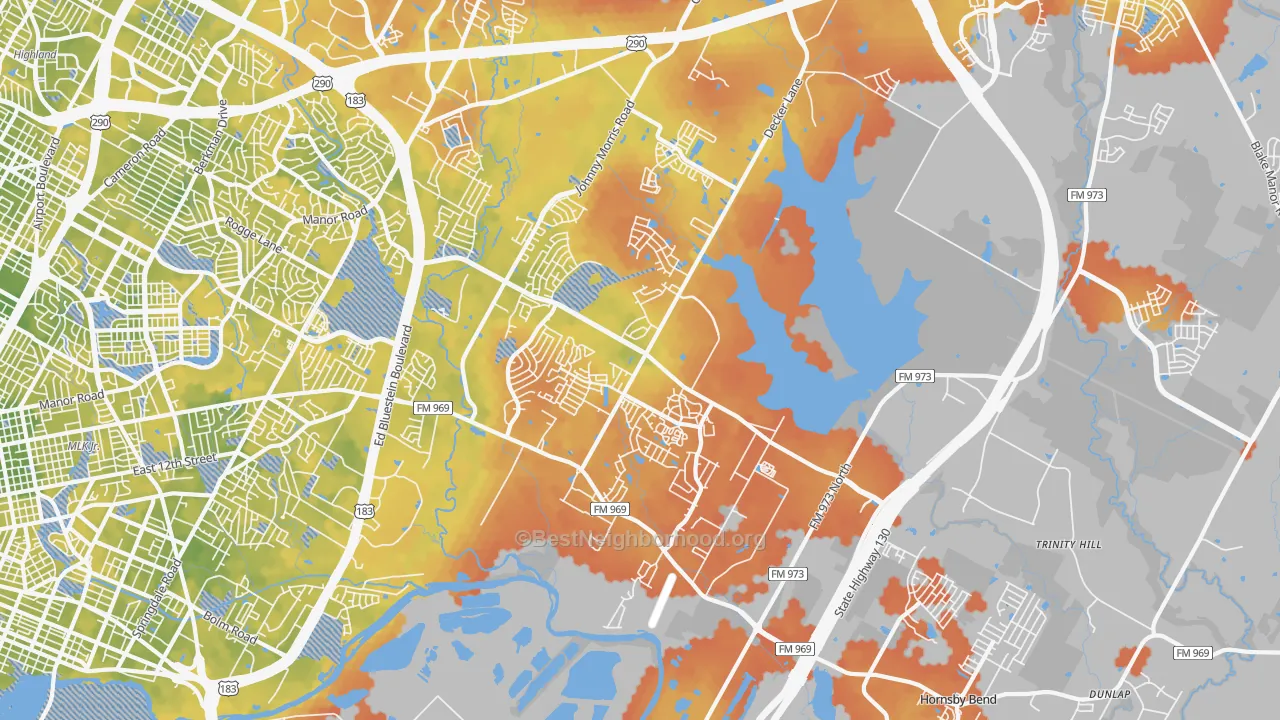Bike Grade map of 78724, TX
