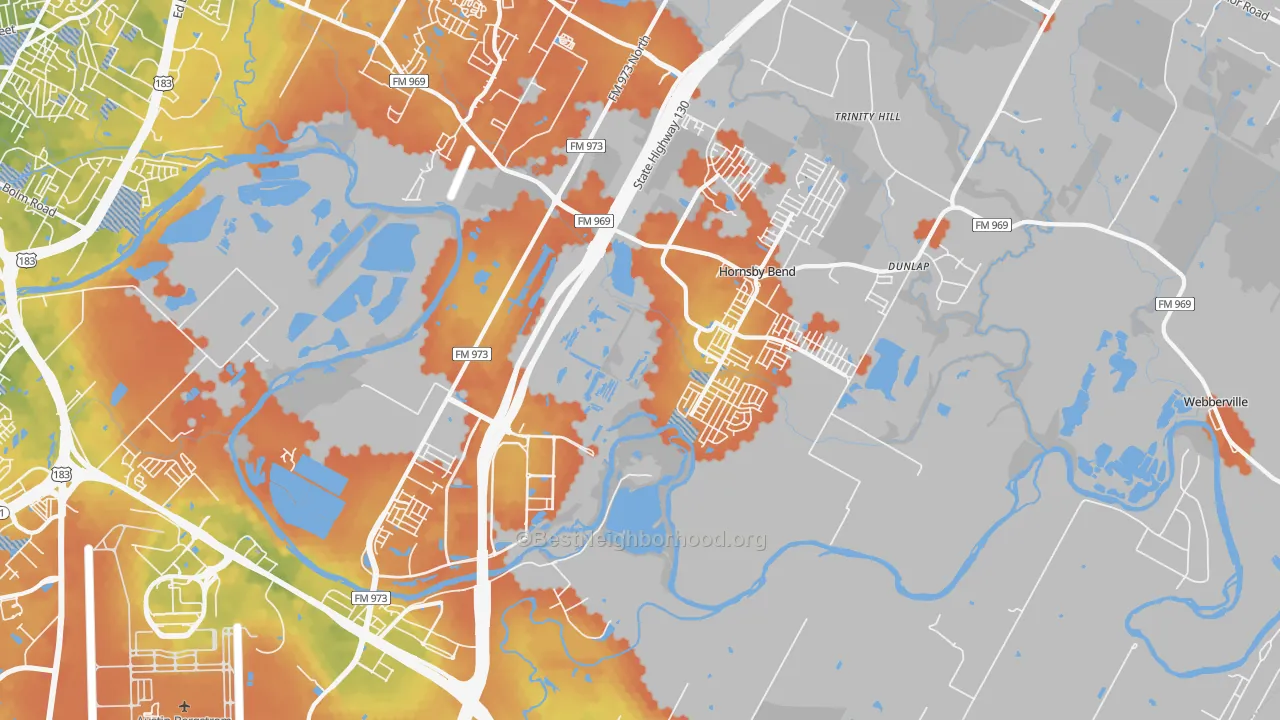 Bike Grade map of 78725, TX