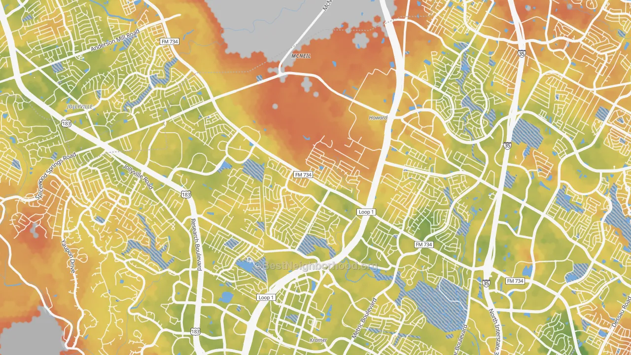 Bike Grade map of 78727, TX