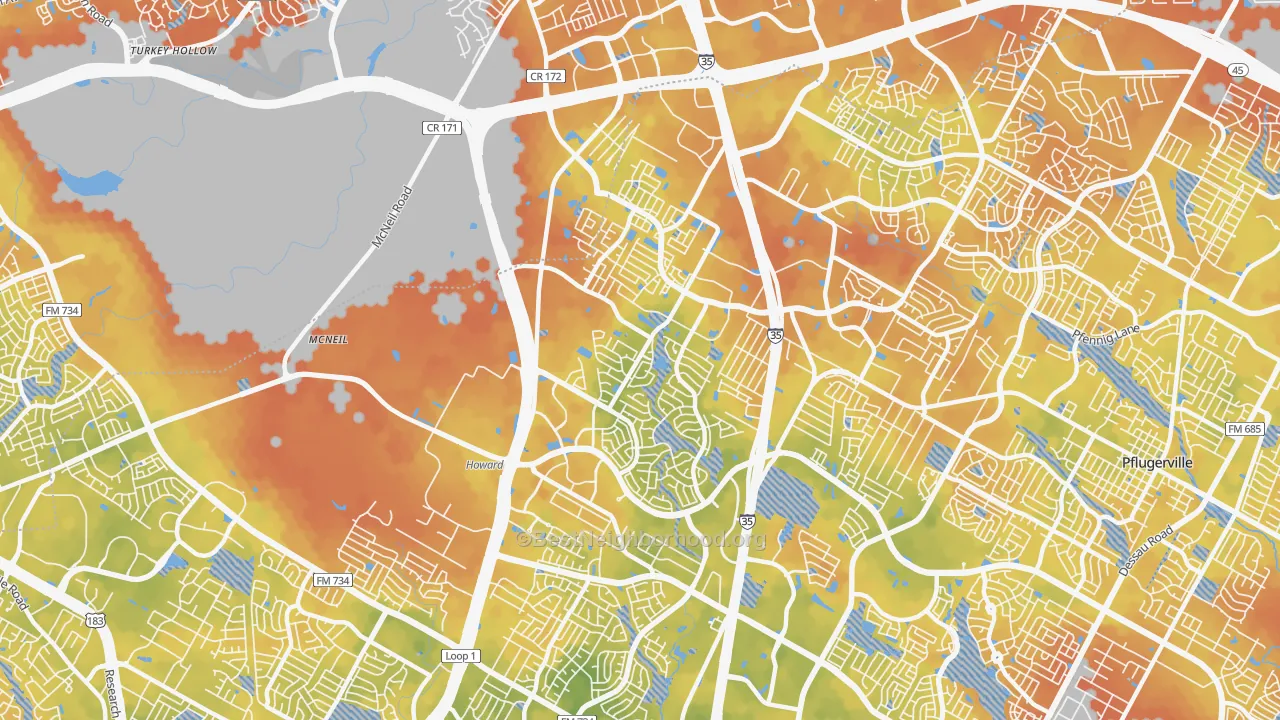 Bike Grade map of 78728, TX