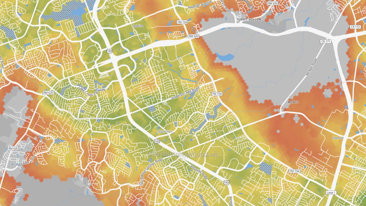 Bike Grade map of 78729, TX