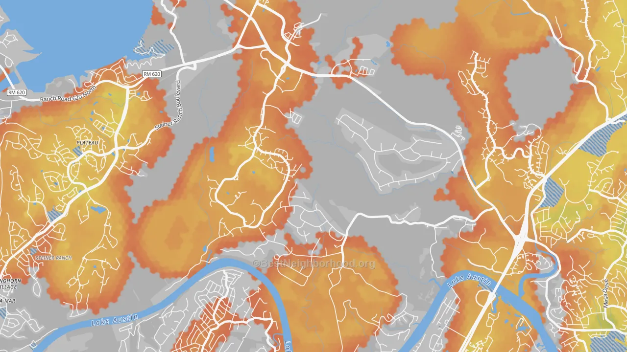 Bike Grade map of 78730, TX