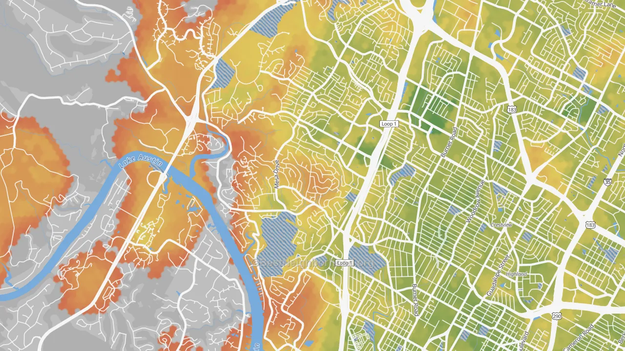 Bike Grade map of 78731, TX