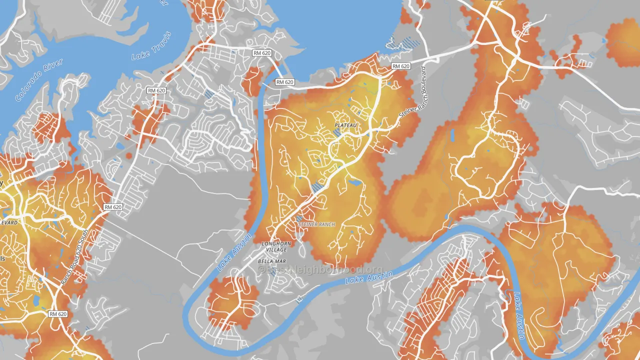 Bike Grade map of 78732, TX
