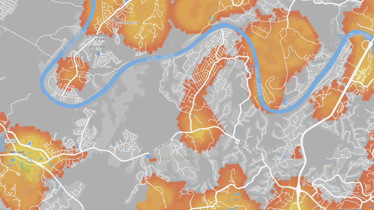 Bike Grade map of 78733, TX