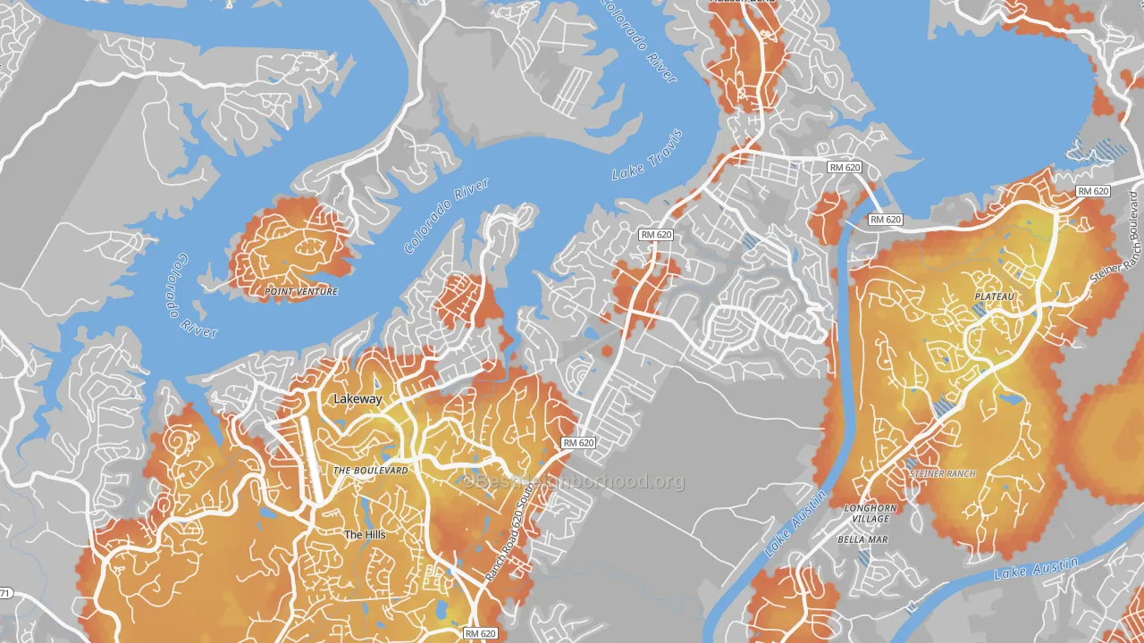 Bike Grade map of 78734, TX