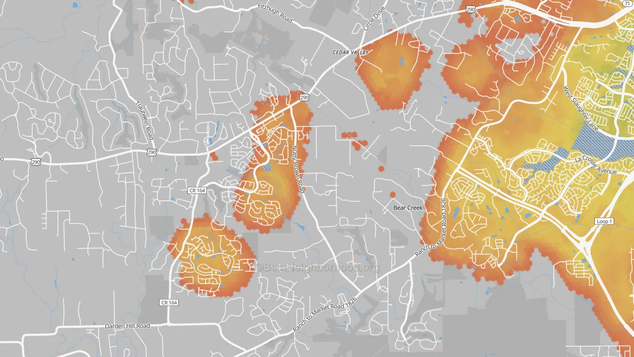 Bike Grade map of 78737, TX
