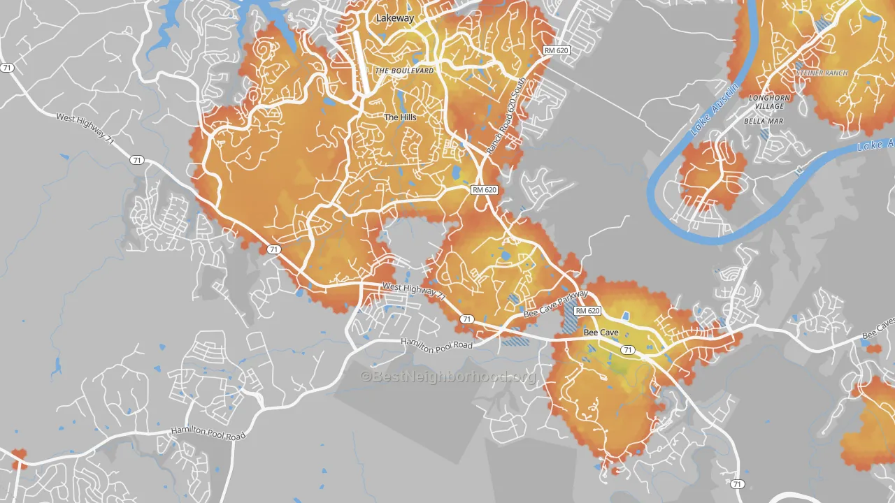 Bike Grade map of 78738, TX