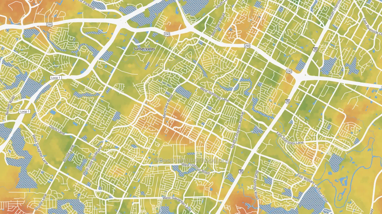 Bike Grade map of 78745, TX