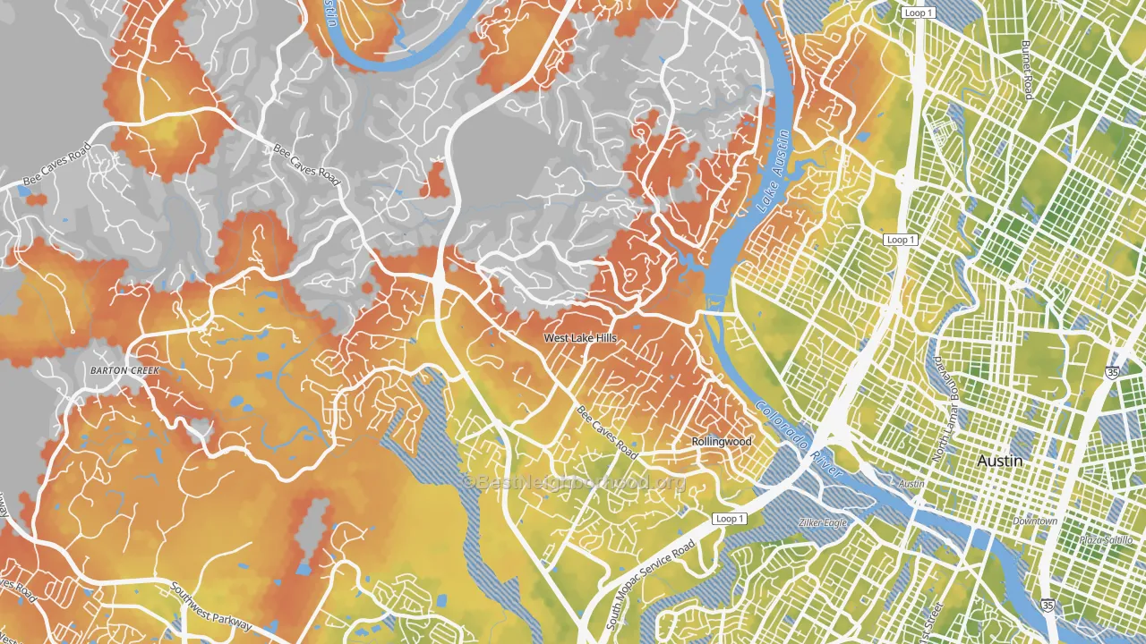 Bike Grade map of 78746, TX