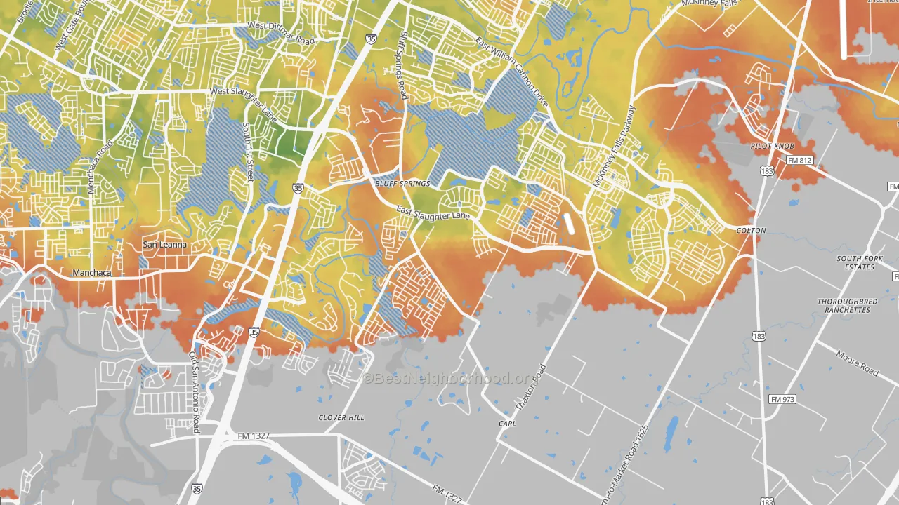 Bike Grade map of 78747, TX