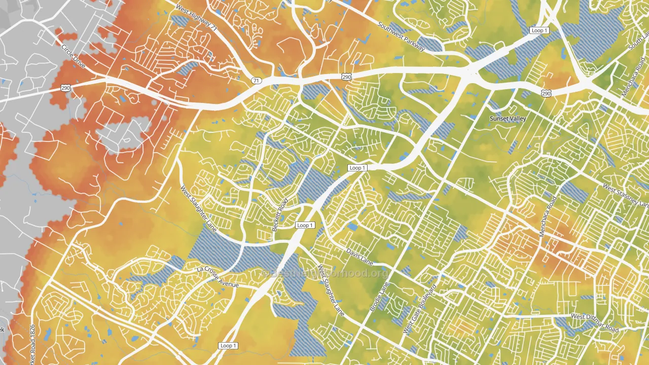 Bike Grade map of 78749, TX