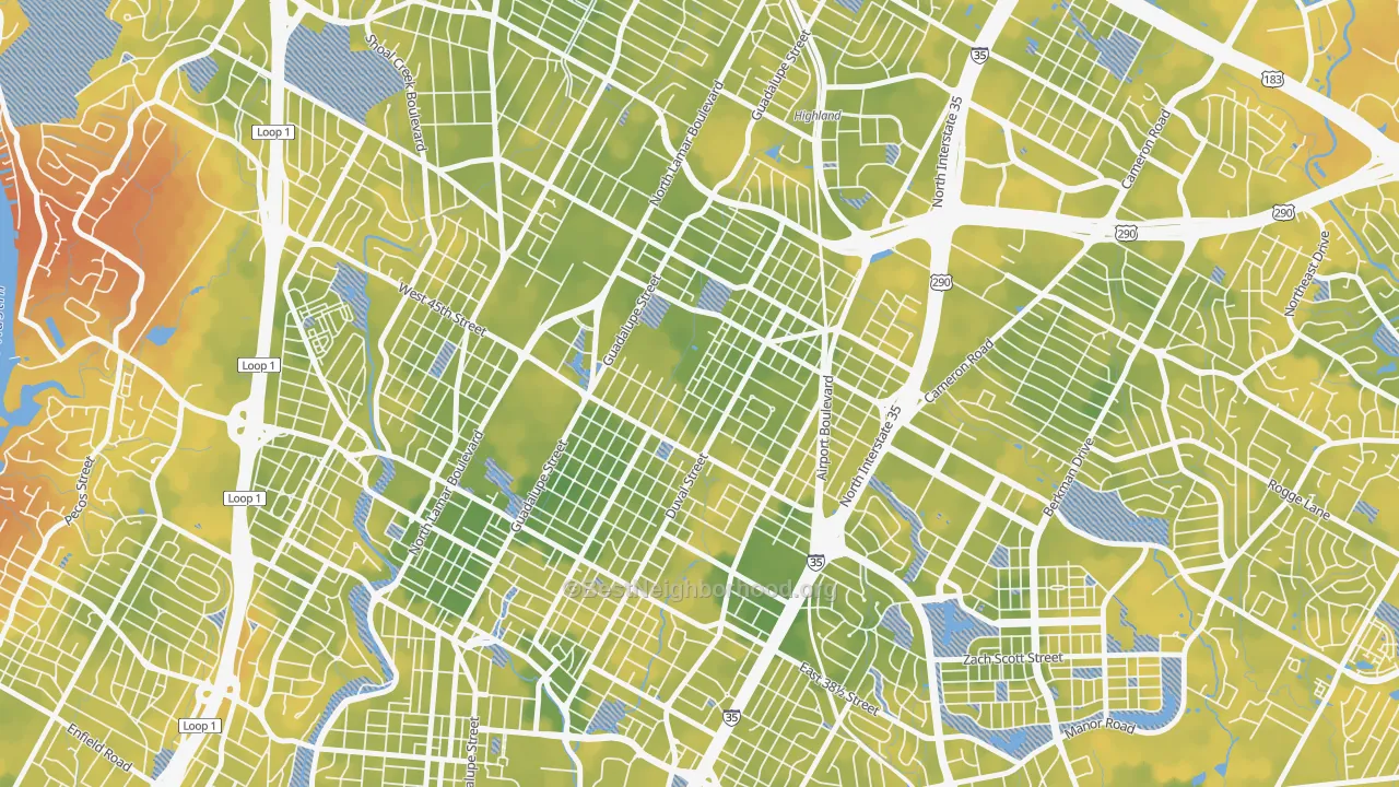 Bike Grade map of 78751, TX
