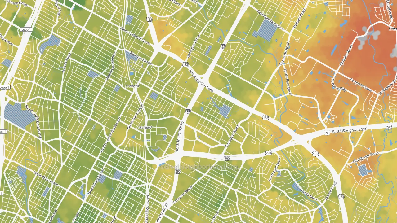 Bike Grade map of 78752, TX