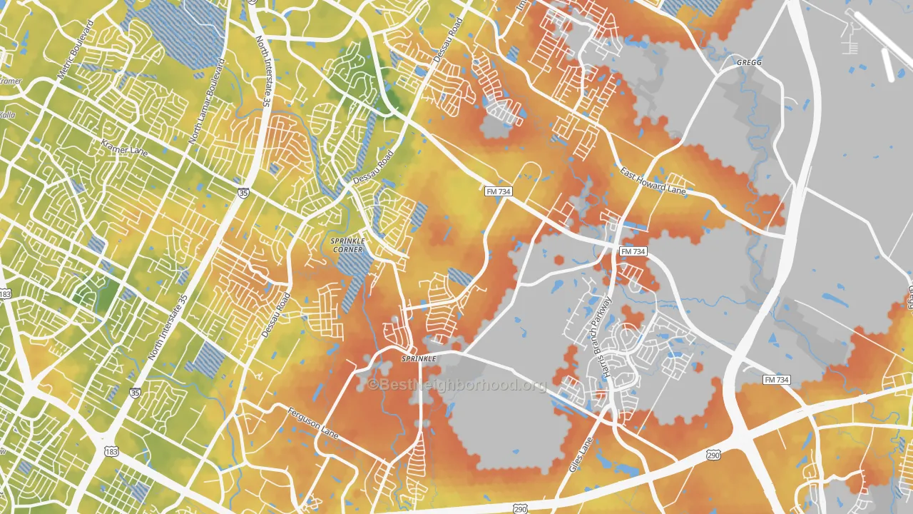 Bike Grade map of 78754, TX
