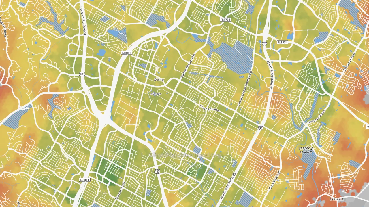Bike Grade map of 78758, TX