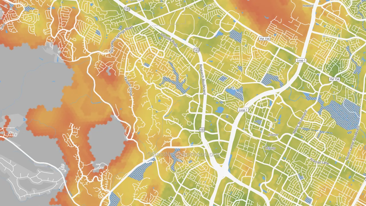 Bike Grade map of 78759, TX