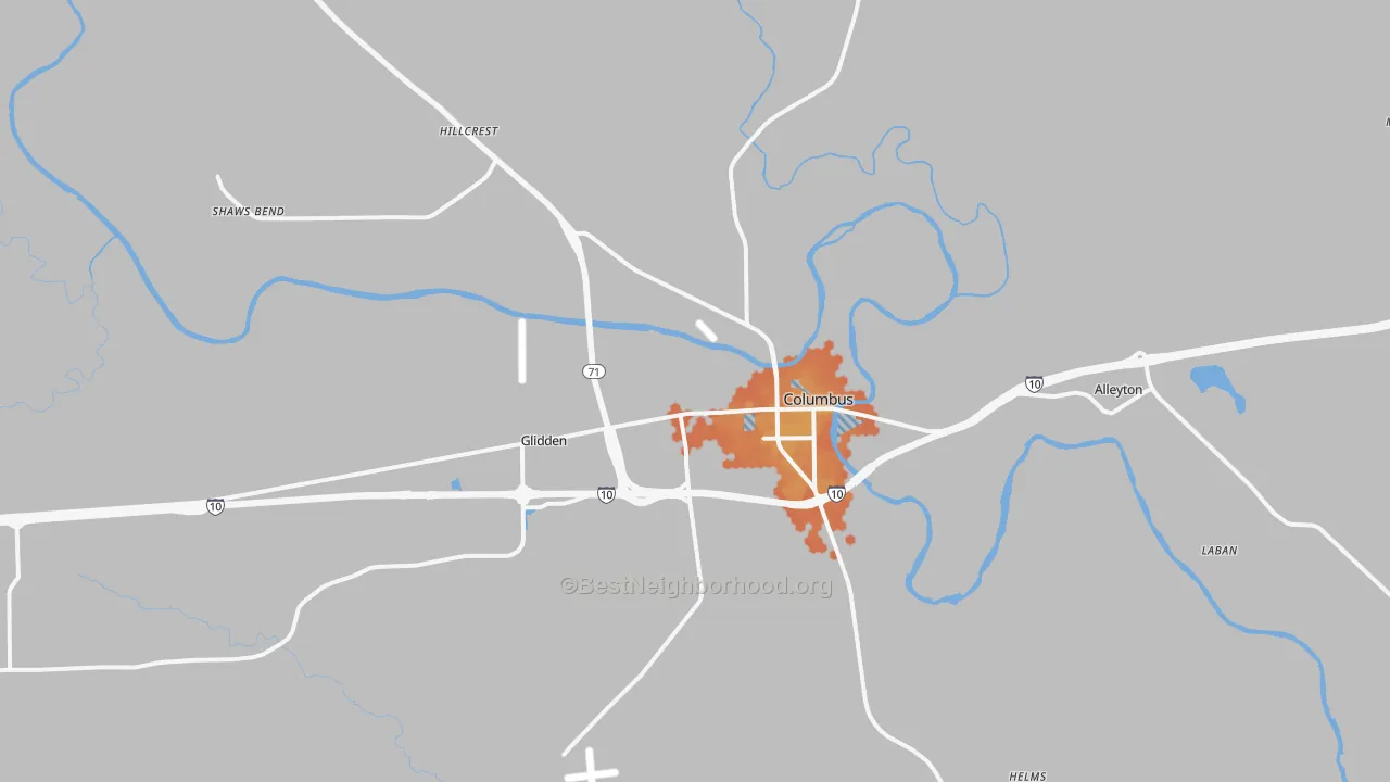 Bike Grade map of 78934, TX