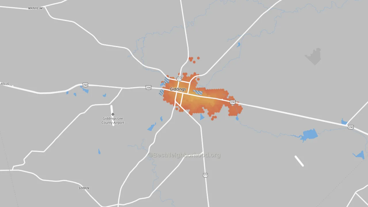 Bike Grade map of 78942, TX