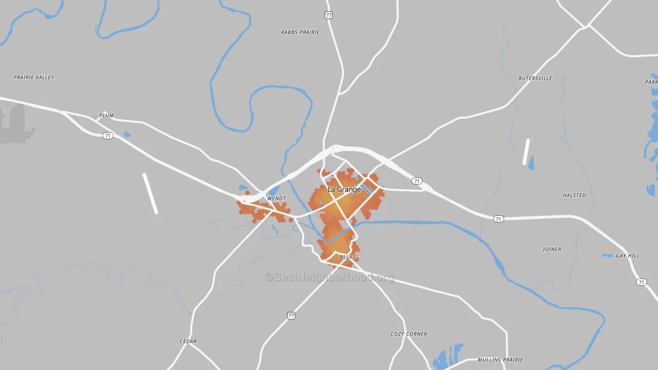 Bike Grade map of 78945, TX