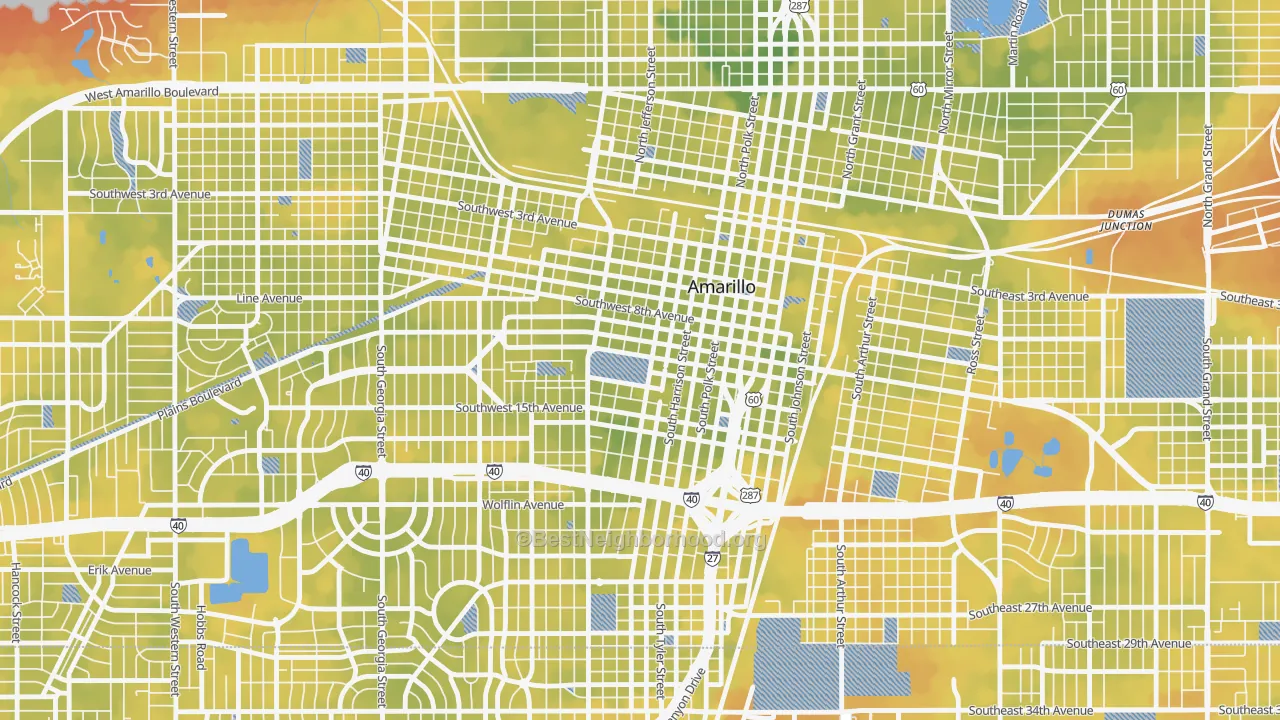 Bike Grade map of 79101, TX