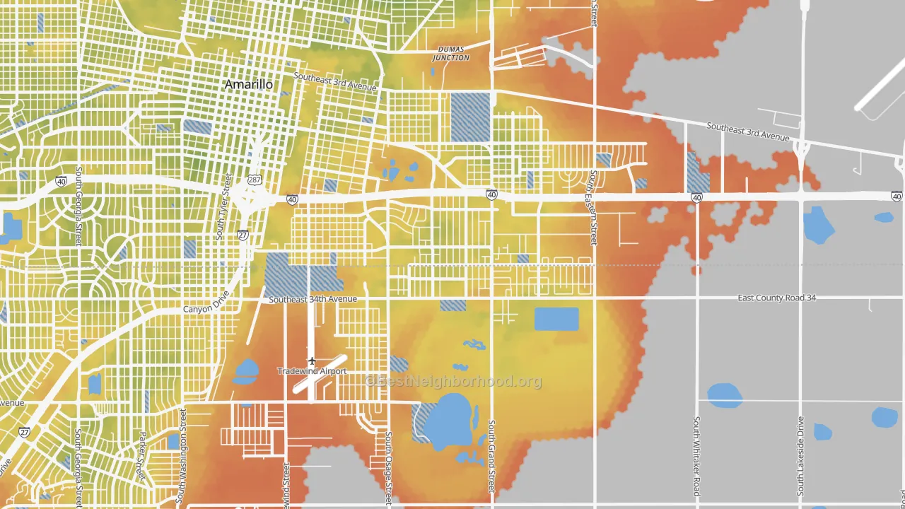 Bike Grade map of 79103, TX