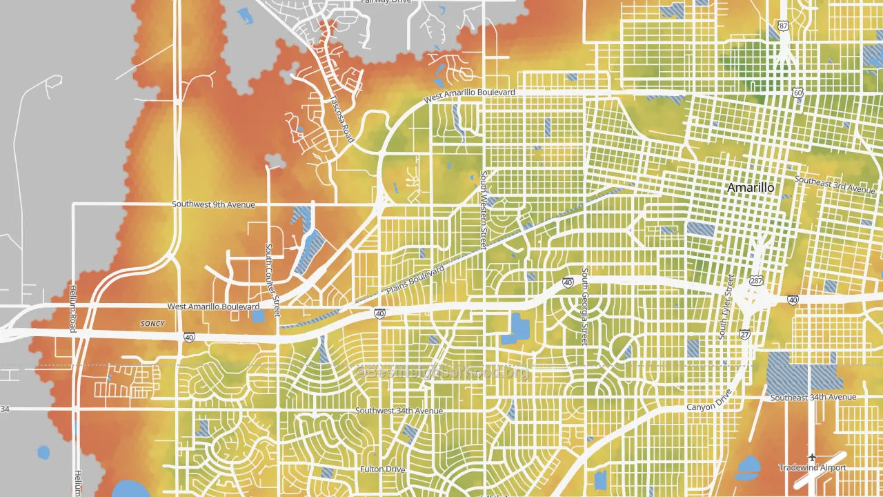 Bike Grade map of 79106, TX