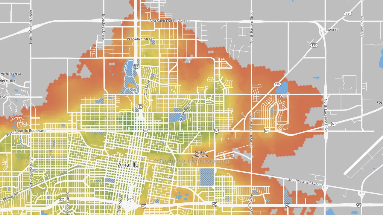 Bike Grade map of 79107, TX