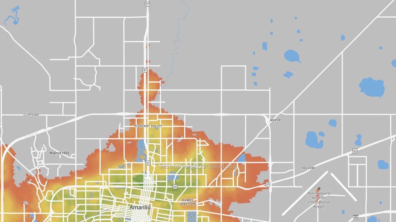 Bike Grade map of 79108, TX