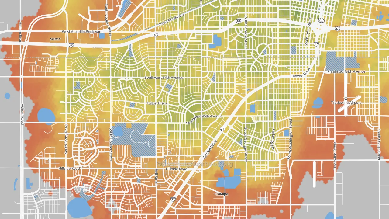 Bike Grade map of 79109, TX