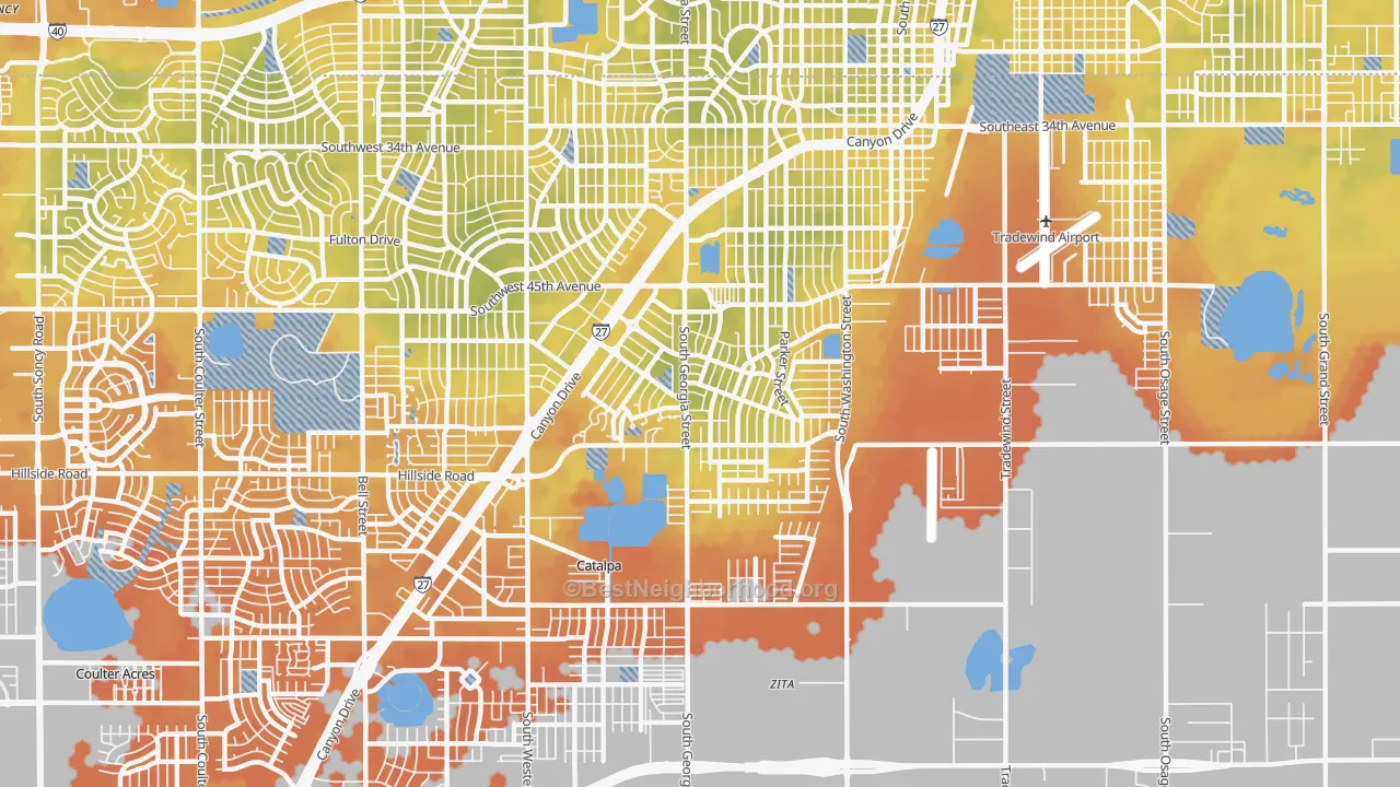 Bike Grade map of 79110, TX