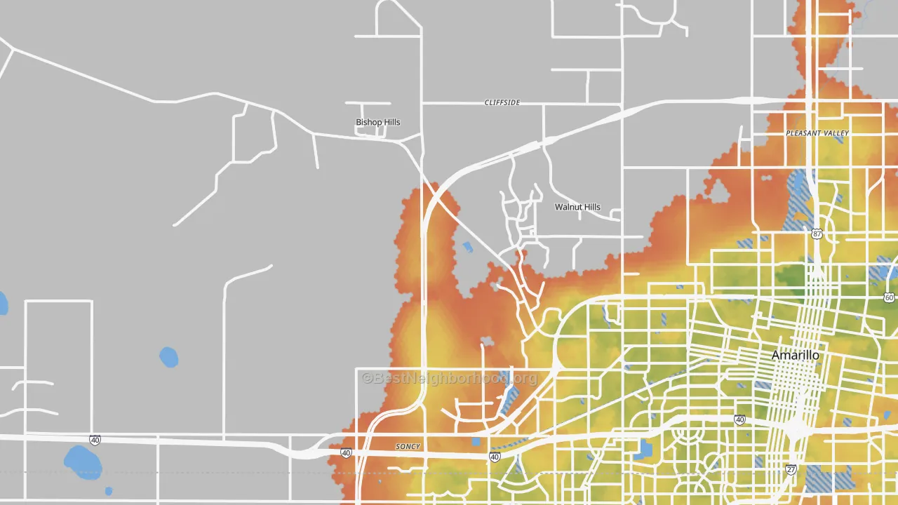Bike Grade map of 79124, TX