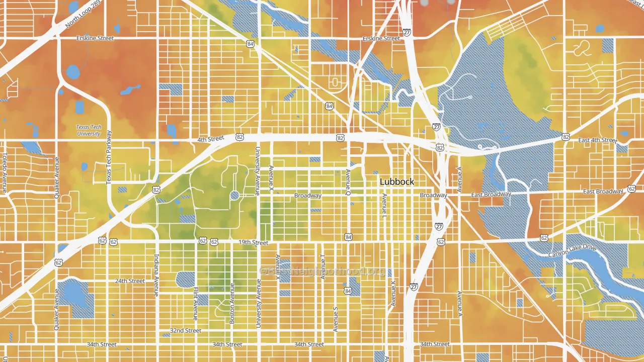 Bike Grade map of 79401, TX