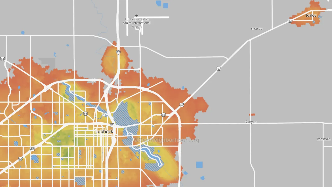 Bike Grade map of 79403, TX