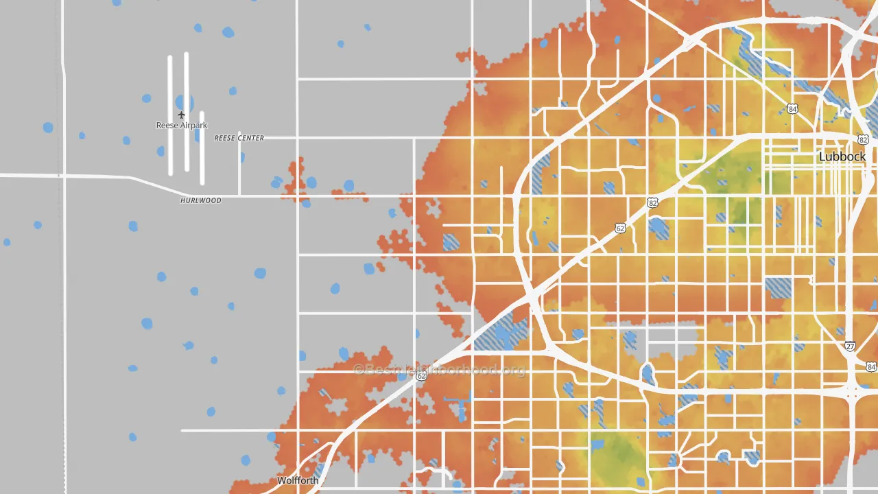 Bike Grade map of 79407, TX