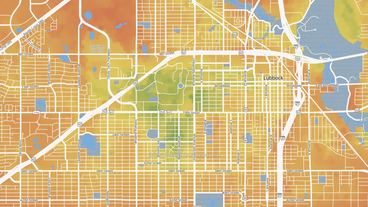 Bike Grade map of 79409, TX