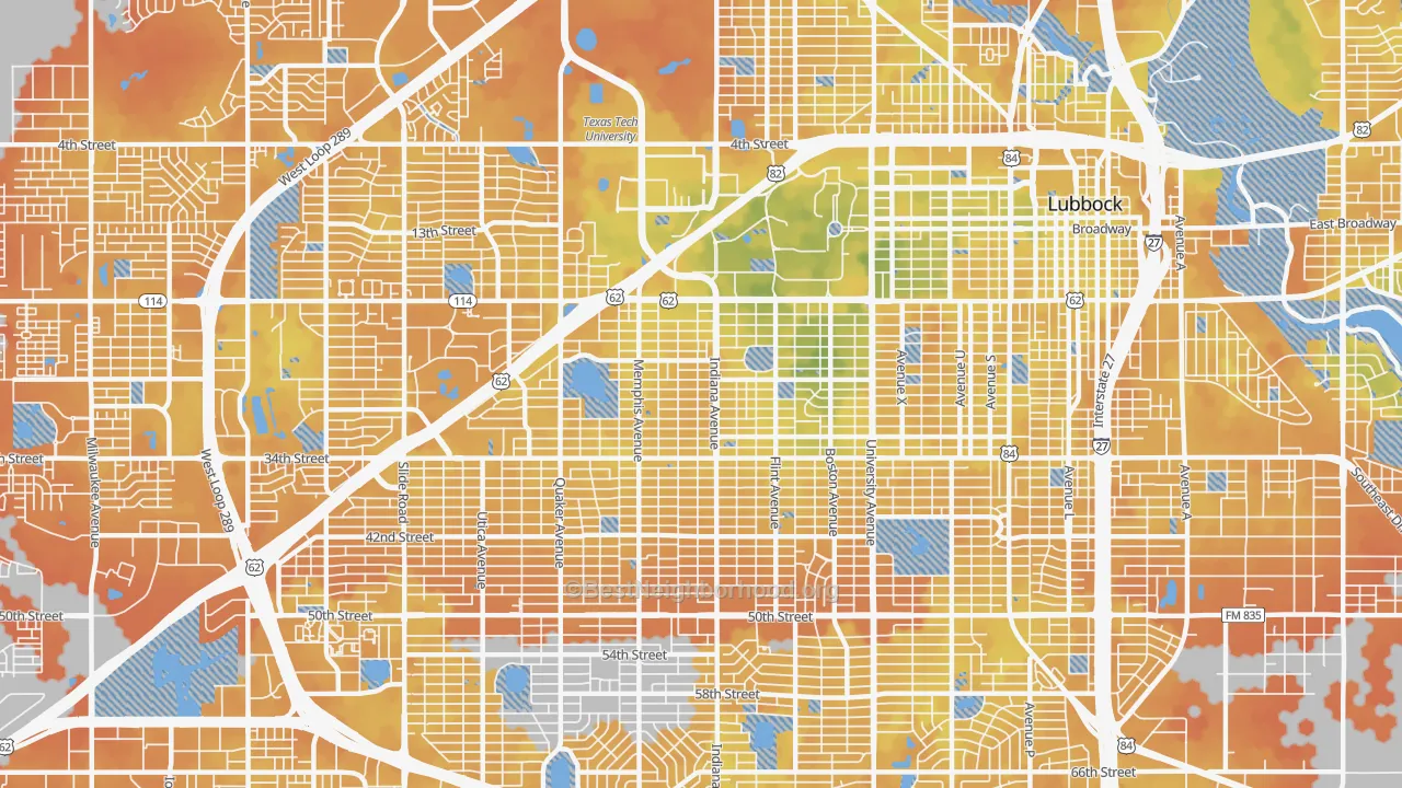 Bike Grade map of 79410, TX