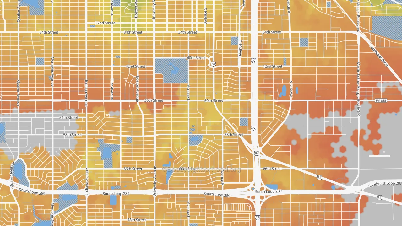 Bike Grade map of 79412, TX