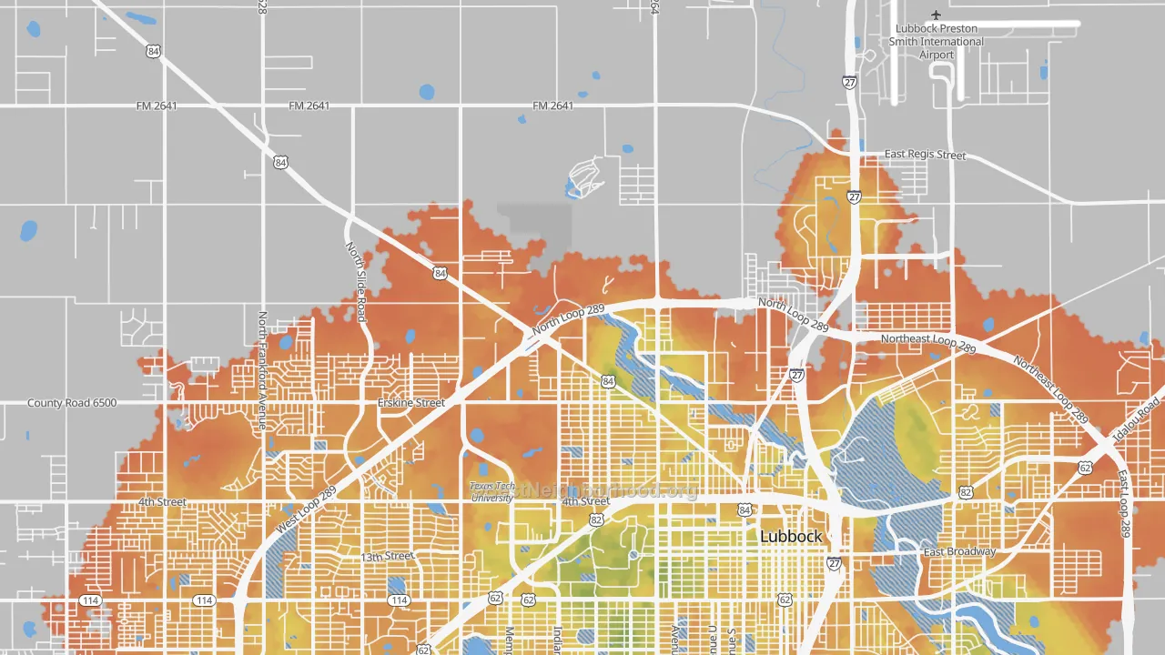 Bike Grade map of 79415, TX
