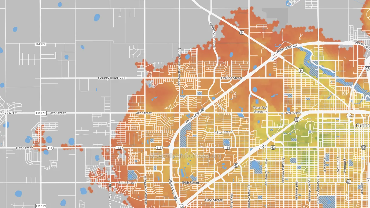 Bike Grade map of 79416, TX