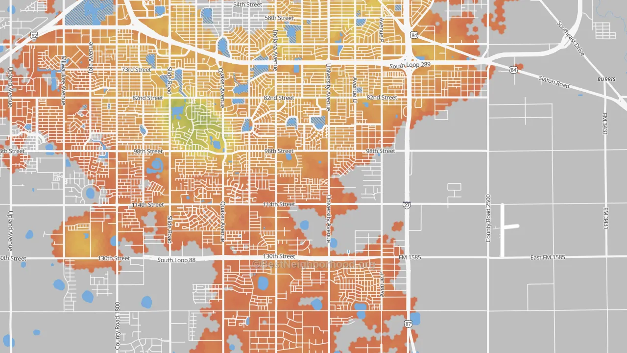 Bike Grade map of 79423, TX