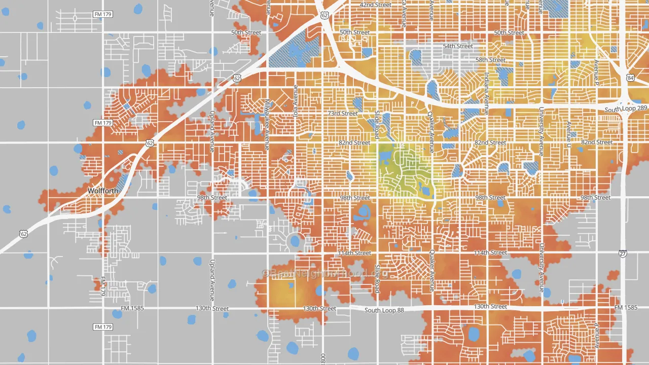 Bike Grade map of 79424, TX