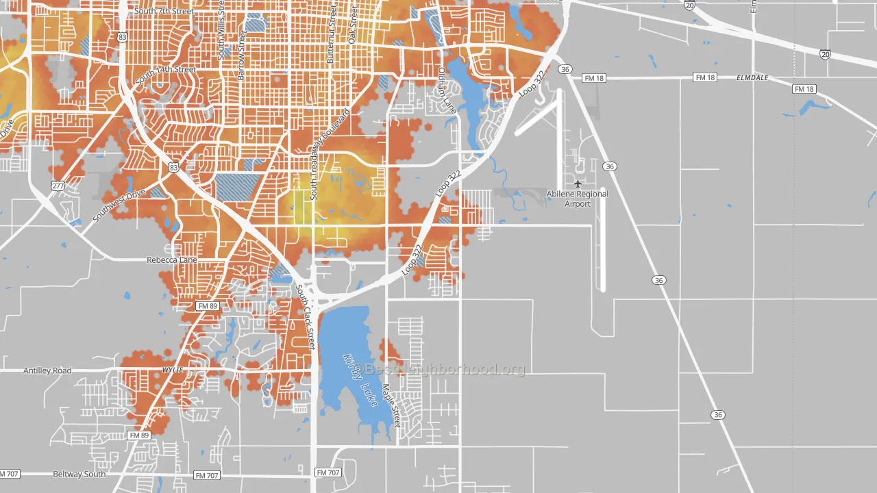 Bike Grade map of 79602, TX