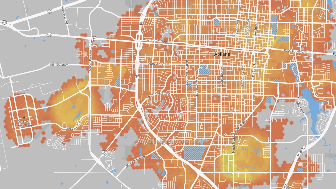 Bike Grade map of 79605, TX