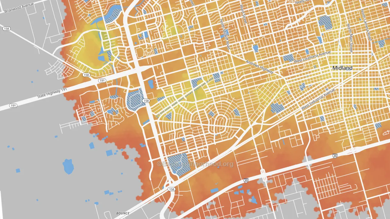 Bike Grade map of 79703, TX