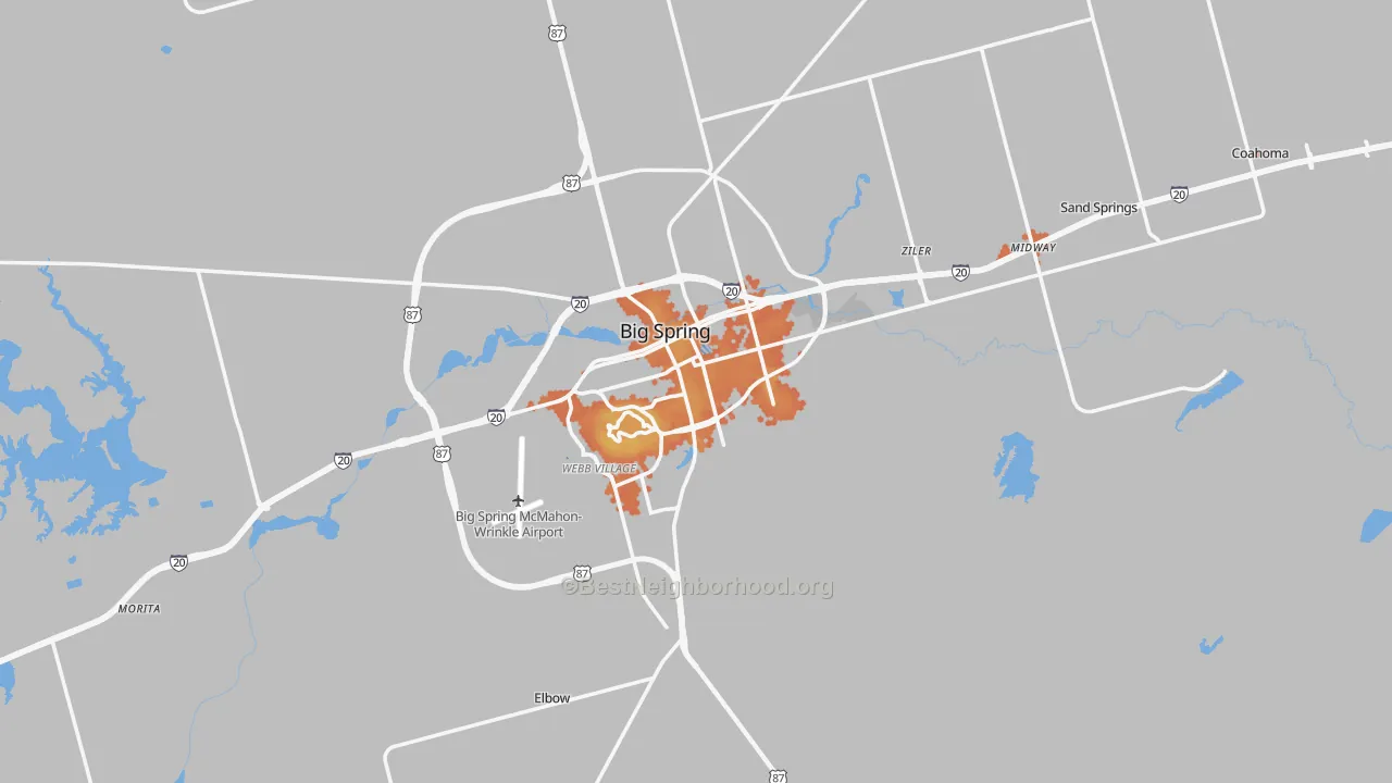 Bike Grade map of 79720, TX