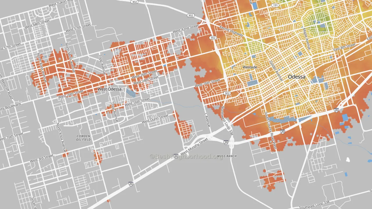 Bike Grade map of 79763, TX