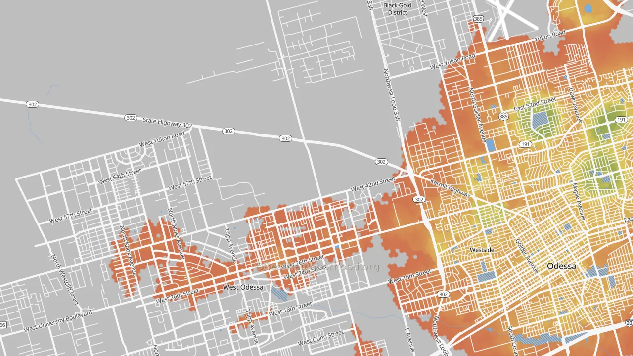 Bike Grade map of 79764, TX