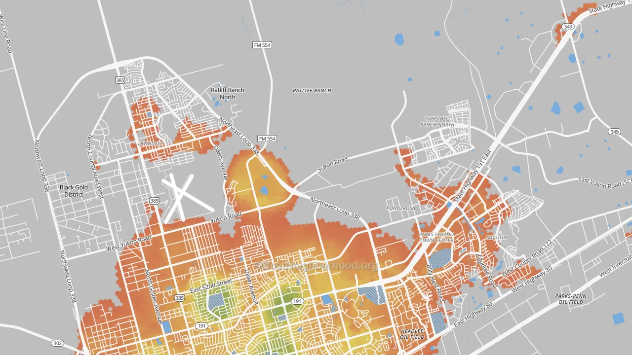 Bike Grade map of 79765, TX