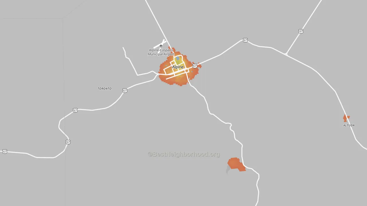 Bike Grade map of 79830, TX